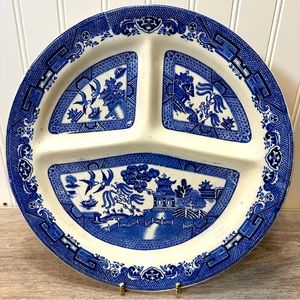 Antique Blue Willow Grill Plate Signed Rowland and Marcellus